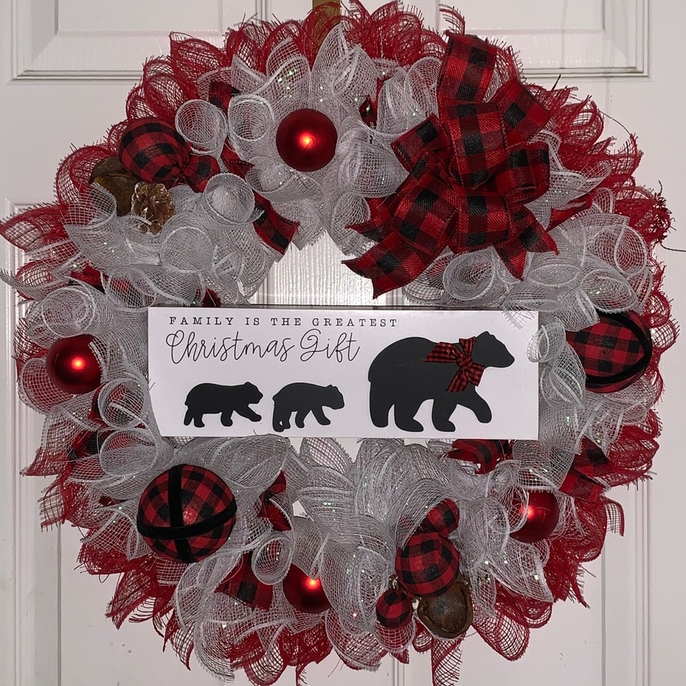 Bear family wreath